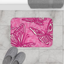 Load image into Gallery viewer, Microfiber Pink Butterflies Bath Mat