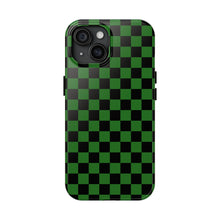 Load image into Gallery viewer, Green & Black Checker board Anime Tough iPhone Cases sizes 7-15