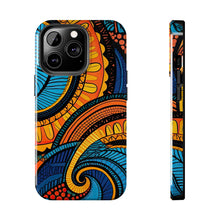 Load image into Gallery viewer, Ankara Blue Swirls Tough iPhone Cases