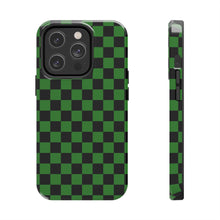 Load image into Gallery viewer, Green & Black Checker board Anime Tough iPhone Cases sizes 7-15