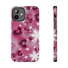 Load image into Gallery viewer, Black hearts hot pink Tough iPhone Cases