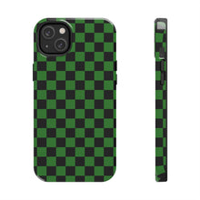 Load image into Gallery viewer, Green & Black Checker board Anime Tough iPhone Cases sizes 7-15