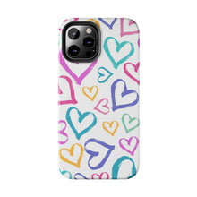 Load image into Gallery viewer, Multicolor hearts, White Tough iPhone Cases