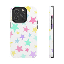 Load image into Gallery viewer, Multicolored Pastel stars, white Tough iPhone Cases