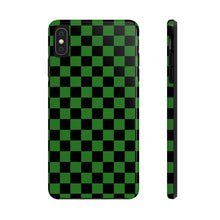 Load image into Gallery viewer, Green & Black Checker board Anime Tough iPhone Cases sizes 7-15