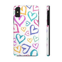 Load image into Gallery viewer, Multicolor hearts, White Tough iPhone Cases