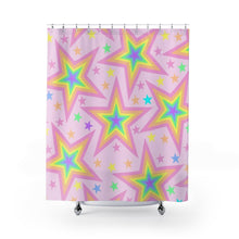 Load image into Gallery viewer, High Quality Rainbow Starts, Light Pink Shower Curtain