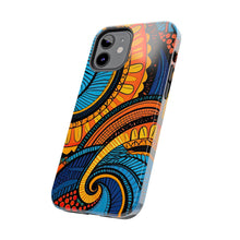 Load image into Gallery viewer, Ankara Blue Swirls Tough iPhone Cases