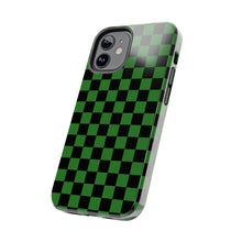 Load image into Gallery viewer, Green & Black Checker board Anime Tough iPhone Cases sizes 7-15