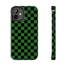Load image into Gallery viewer, Green & Black Checker board Anime Tough iPhone Cases sizes 7-15