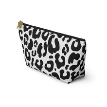 Load image into Gallery viewer, White & Black Leopard Make-Up Case/Travel Case/Accessory Pouch w T-bottom