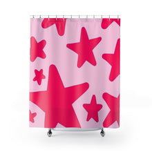 Load image into Gallery viewer, High Quality Hot Pink Stars, Light Pink Shower Curtain