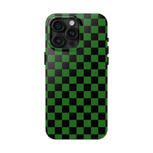 Load image into Gallery viewer, Green & Black Checker board Anime Tough iPhone Cases sizes 7-15