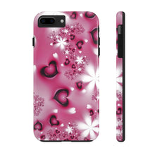 Load image into Gallery viewer, Black hearts hot pink Tough iPhone Cases