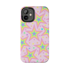 Load image into Gallery viewer, Rainbow stars, Light pink Tough iPhone Cases