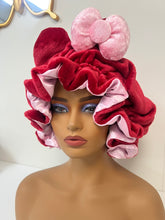 Load image into Gallery viewer, Cherry Red Cat Ears 3d Adjustable Plush Bonnet