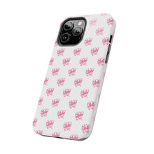 Load image into Gallery viewer, Pink bow white, Gloss Tough iPhone Case