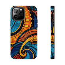 Load image into Gallery viewer, Ankara Blue Swirls Tough iPhone Cases