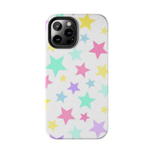 Load image into Gallery viewer, Multicolored Pastel stars, white Tough iPhone Cases