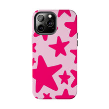 Load image into Gallery viewer, Hot Pink stars, light pink Tough iPhone Cases