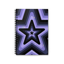 Load image into Gallery viewer, Black & Purple Stars Spiral Notebook - Ruled Line