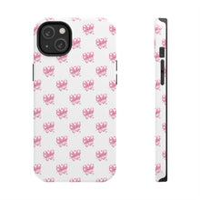 Load image into Gallery viewer, Pink bow white, Gloss Tough iPhone Case