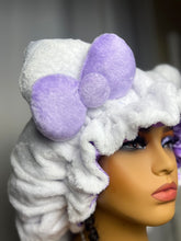 Load image into Gallery viewer, White Cat Ears 3d Adjustable Plush Bonnet