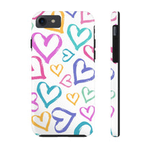 Load image into Gallery viewer, Multicolor hearts, White Tough iPhone Cases