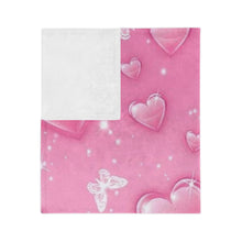 Load image into Gallery viewer, Pink heart & butterflies Plush Blanket