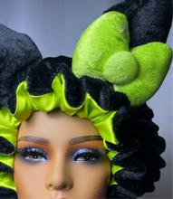 Load image into Gallery viewer, Black Cat Ears 3d Adjustable Plush Bonnet