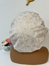 Load image into Gallery viewer, Gold roses Adjustable Satin Bonnet