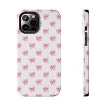 Load image into Gallery viewer, Pink bow white, Gloss Tough iPhone Case