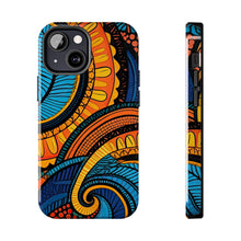 Load image into Gallery viewer, Ankara Blue Swirls Tough iPhone Cases