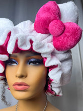 Load image into Gallery viewer, White Cat Ears 3d Adjustable Plush Bonnet