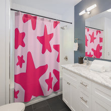 Load image into Gallery viewer, High Quality Hot Pink Stars, Light Pink Shower Curtain