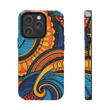 Load image into Gallery viewer, Ankara Blue Swirls Tough iPhone Cases