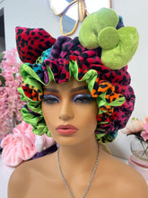 Load image into Gallery viewer, Rainbow Leopard Animal Print 3D Plush Bonnet