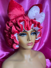 Load image into Gallery viewer, Cherry Red Cat Ears 3d Adjustable Plush Bonnet