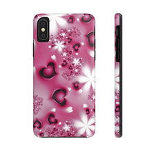 Load image into Gallery viewer, Black hearts hot pink Tough iPhone Cases
