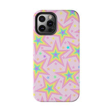 Load image into Gallery viewer, Rainbow stars, Light pink Tough iPhone Cases