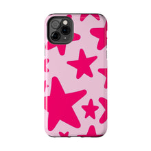 Load image into Gallery viewer, Hot Pink stars, light pink Tough iPhone Cases