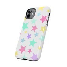 Load image into Gallery viewer, Multicolored Pastel stars, white Tough iPhone Cases