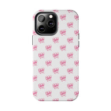Load image into Gallery viewer, Pink bow white, Gloss Tough iPhone Case
