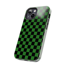 Load image into Gallery viewer, Green & Black Checker board Anime Tough iPhone Cases sizes 7-15