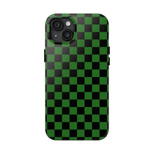 Load image into Gallery viewer, Green & Black Checker board Anime Tough iPhone Cases sizes 7-15