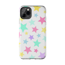 Load image into Gallery viewer, Multicolored Pastel stars, white Tough iPhone Cases