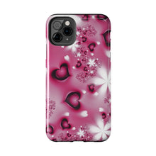 Load image into Gallery viewer, Black hearts hot pink Tough iPhone Cases