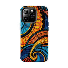 Load image into Gallery viewer, Ankara Blue Swirls Tough iPhone Cases