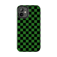 Load image into Gallery viewer, Green & Black Checker board Anime Tough iPhone Cases sizes 7-15