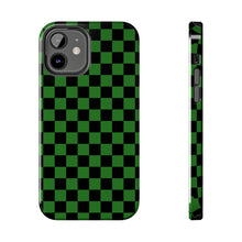 Load image into Gallery viewer, Green & Black Checker board Anime Tough iPhone Cases sizes 7-15
